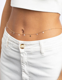 Gold Star and Diamante Waist Chain - link has visual effect only