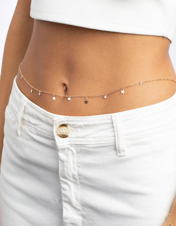 Gold Star and Diamante Waist Chain