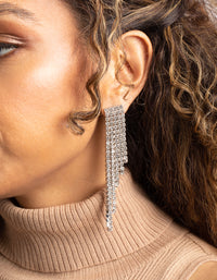 Rhodium Diamante Drop Earrings - link has visual effect only