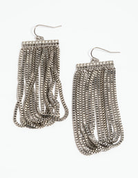 Rhodium Bar and Chain Drop Earrings - link has visual effect only