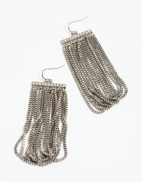Rhodium Bar and Chain Drop Earrings - link has visual effect only