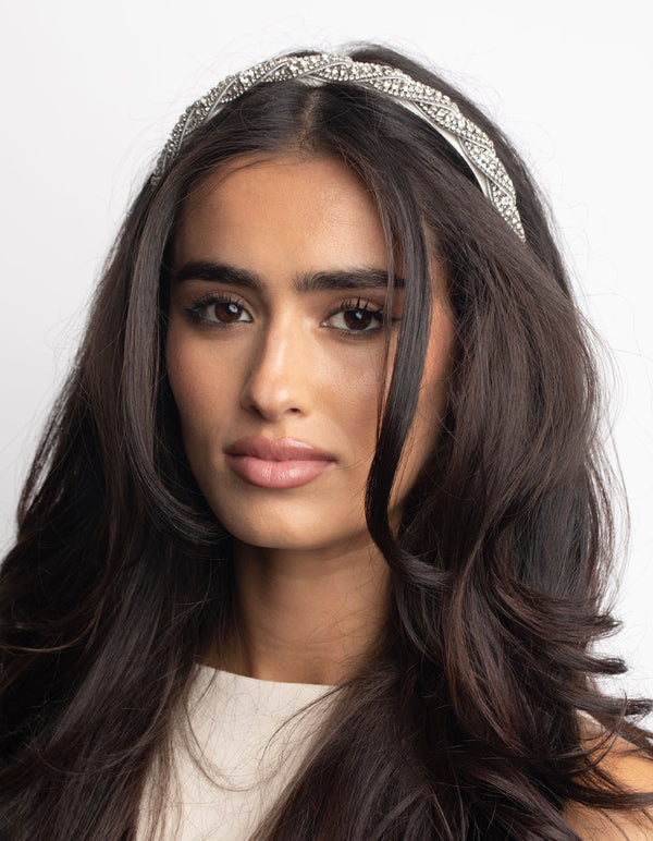 Silver Diamante Twisted Headband