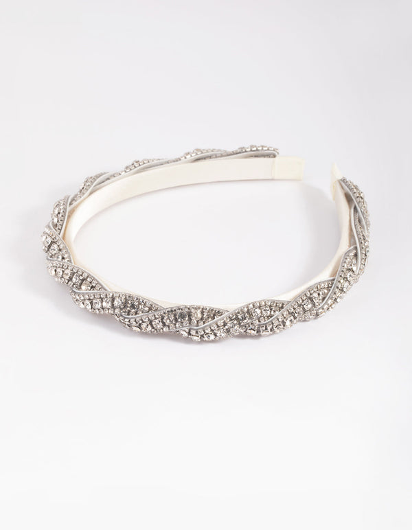 Silver Diamante Twisted Headband