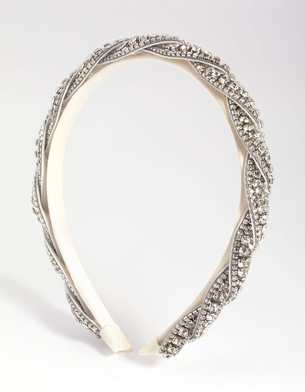 Silver Diamante Twisted Headband