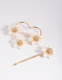 Gold Pearlised Flower Clips - link has visual effect only