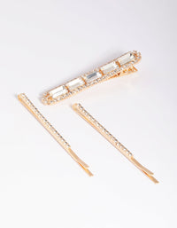 Gold Diamante Rectangular Clips - link has visual effect only