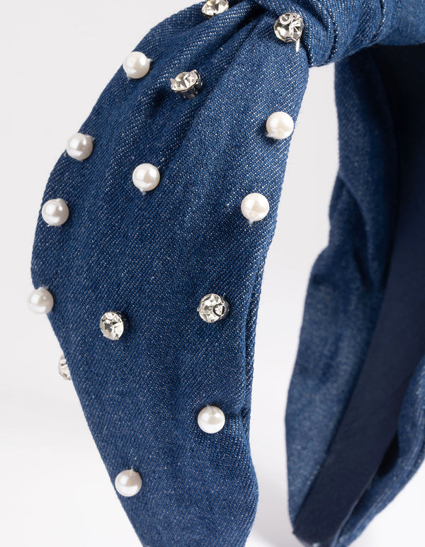 Blue Pearl and Diamante Headband