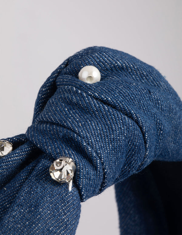 Blue Pearl and Diamante Headband