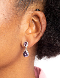 Rhodium Diamond Simulant Pearl Necklace and Earrings Set - link has visual effect only