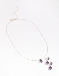 Rhodium Diamond Simulant Pearl Necklace and Earrings Set - link has visual effect only