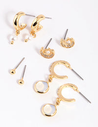 Vergulde Celestial Stud en Huggie Hoop Oorbelset - link has visual effect only