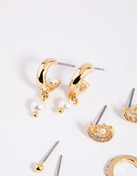 Vergulde Celestial Stud en Huggie Hoop Oorbelset - link has visual effect only