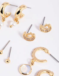 Vergulde Celestial Stud en Huggie Hoop Oorbelset - link has visual effect only