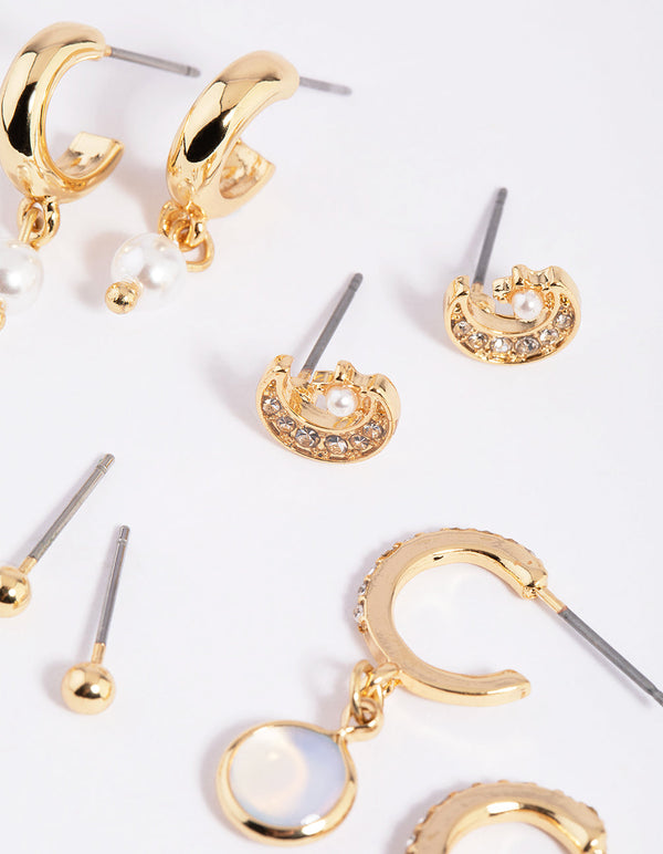 Vergulde Celestial Stud en Huggie Hoop Oorbelset