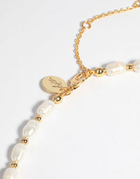Vergulde zoetwaterparel ketting - link has visual effect only