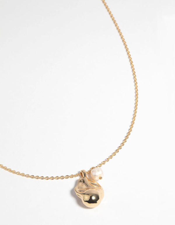 Gold Plated Freshwater Pearl Molten Necklace