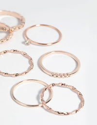 Rose Gold Plated Diamante Ring Pack - link has visual effect only