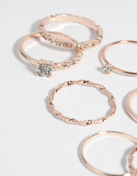 Rose Gold Plated Diamante Ring Pack - link has visual effect only
