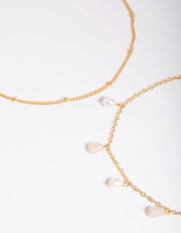 Gold Plated Rose Quartz and Freshwater Pearl Anklet - link has visual effect only