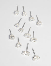 SIlver Cubic Zirconia Stud Earring Pack - link has visual effect only