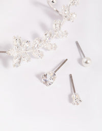 Silver Cubic Zirconia Vine Cuff Earring Pack - link has visual effect only