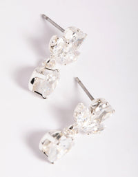 Silver Cubic Zirconia Marquise Statement Necklace and Earrings Set - link has visual effect only