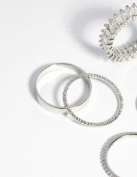 Rhodium Cubic Zirconia Baguette Ring - link has visual effect only