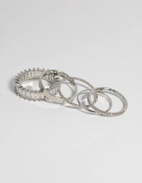 Rhodium Cubic Zirconia Baguette Ring - link has visual effect only