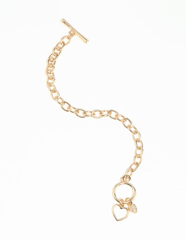 Gold Heart Charm Bracelet