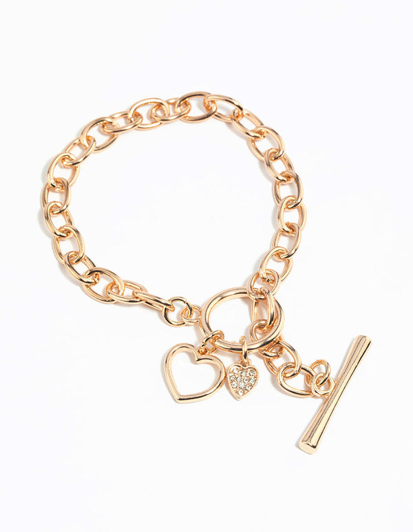 Gold Heart Charm Bracelet