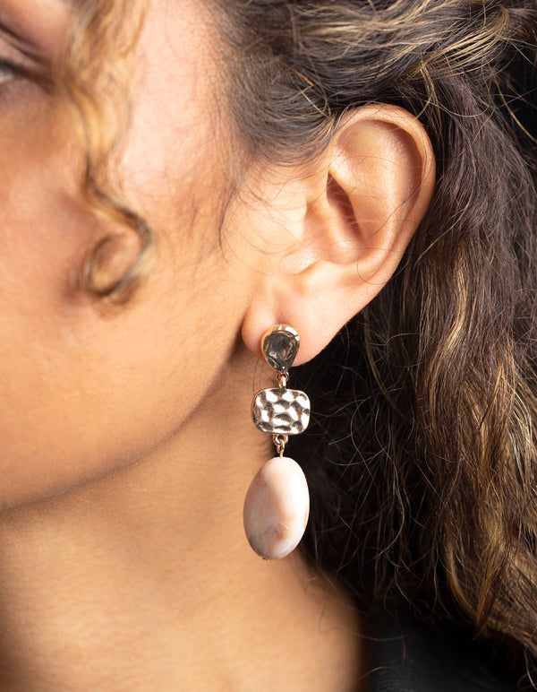 Gold Molten Coin Drop Earrings