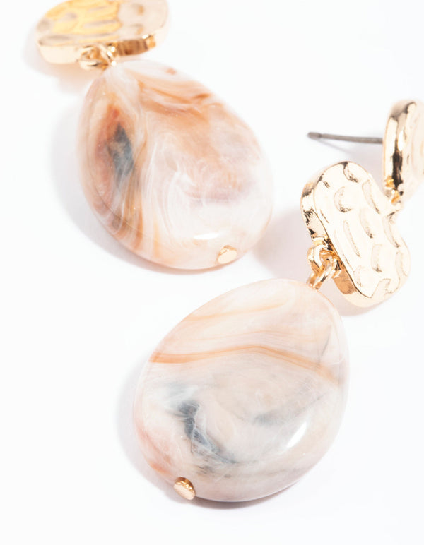 Gold Molten Coin Drop Earrings