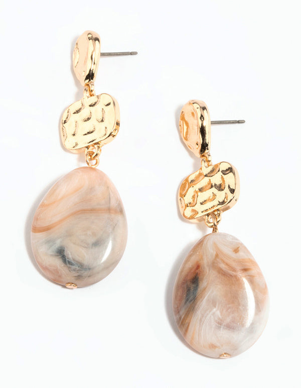 Gold Molten Coin Drop Earrings