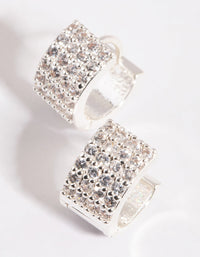 Silver Pave Huggie Hoop Earrings - link has visual effect only