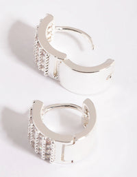 Silver Pave Huggie Hoop Earrings - link has visual effect only