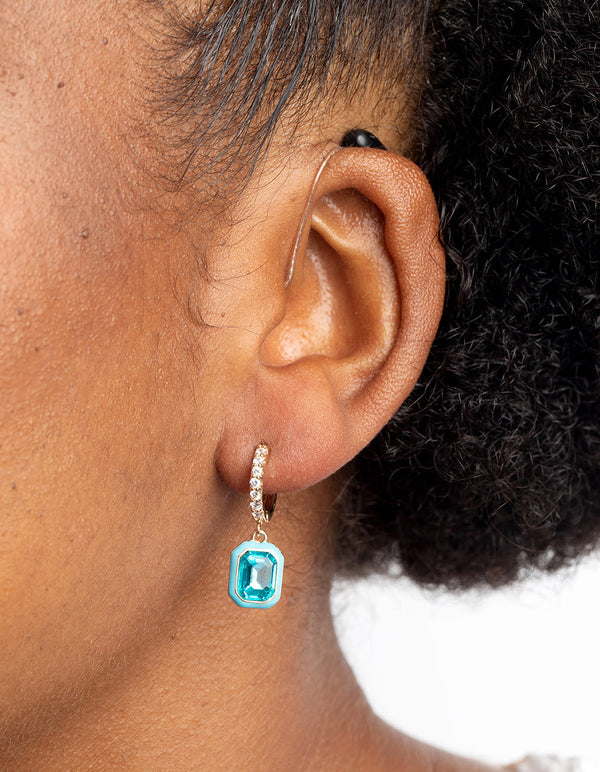 Gold Cubic Zirconia Huggie Hoop Earrings