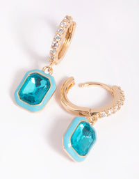 Gold Cubic Zirconia Huggie Hoop Earrings - link has visual effect only
