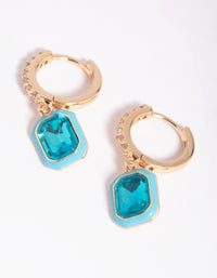 Gold Cubic Zirconia Huggie Hoop Earrings - link has visual effect only