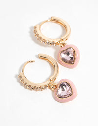 Pink Heart Huggie Hoop Earrings - link has visual effect only