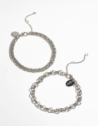 Rhodium Chunky Bracelet Set - link has visual effect only
