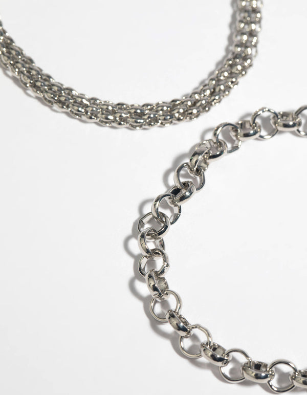 Rhodium Chunky Bracelet Set