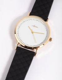 Gold and Black Diamante Watch - link has visual effect only