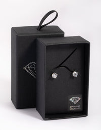 Rhodium Cubic Zirconia Stud Earrings - link has visual effect only
