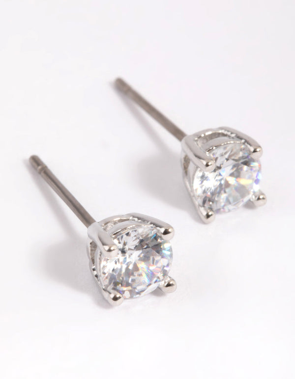 Rhodium Cubic Zirconia Stud Earrings