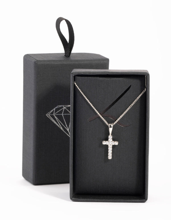 Rhodium Cross Necklace