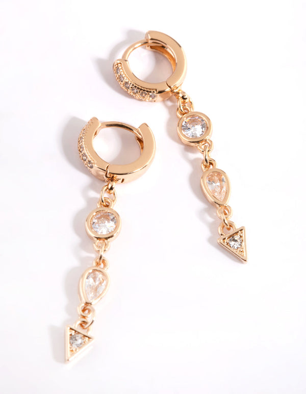 Gold Plated Surgical Steel Chain and Arrow Huggie Hoop Earrings
