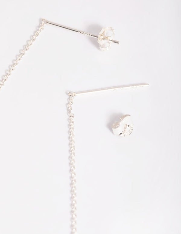 Sterling Silver Lotus Thread Through Earrings