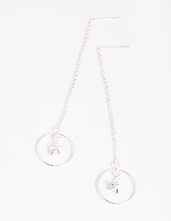 Sterling Silver Star Thread Through Earrings