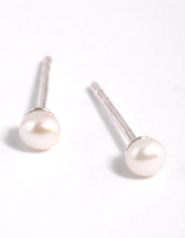 Sterling Silver Pearl Stud Earrings