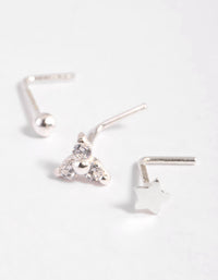 Sterling Zilveren Ster en Bloem Neuspiercing Pakket - link has visual effect only